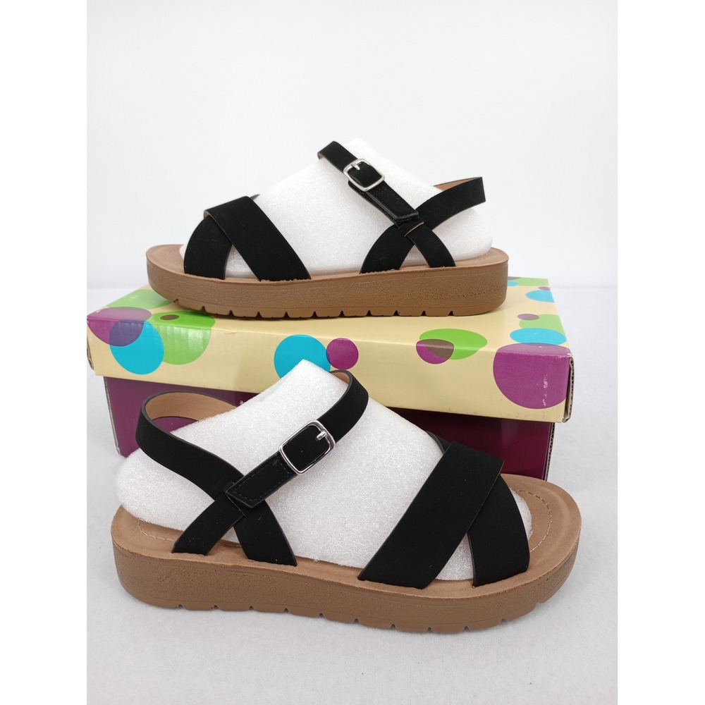 Soda Chester-IIS Platform Sandals Kids Size 2M Black Strappy Buckle